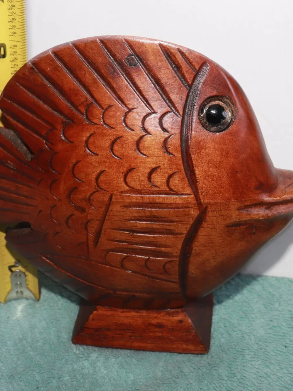 Vintage Hand Carved Wooden Fish Sculpture